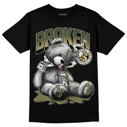 Jordan 4 Retro SE Craft Medium Olive DopeSkill T-Shirt Sick Bear Graphic Streetwear - Black