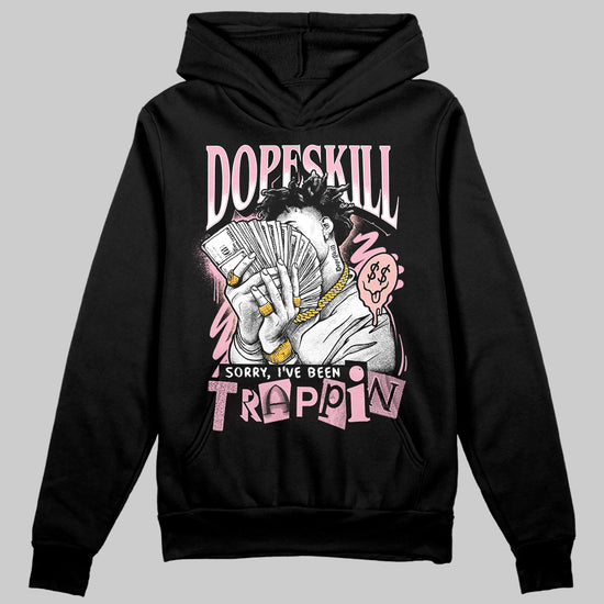 AMIRI White & Pink Stars Court Sneakers DopeSkill Hoodie Sweatshirt Sorry I've Been Trappin Graphic Streetwear - Black