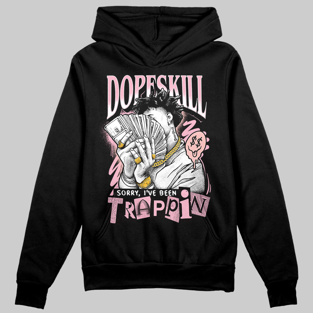 AMIRI White & Pink Stars Court Sneakers DopeSkill Hoodie Sweatshirt Sorry I've Been Trappin Graphic Streetwear - Black