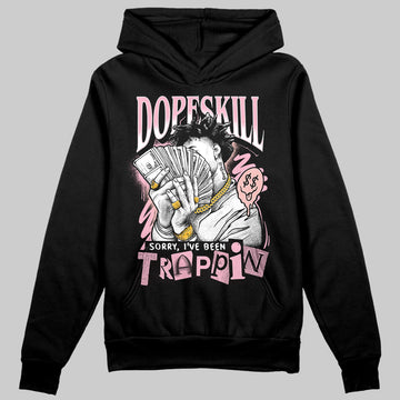 AMIRI White & Pink Stars Court Sneakers DopeSkill Hoodie Sweatshirt Sorry I've Been Trappin Graphic Streetwear - Black