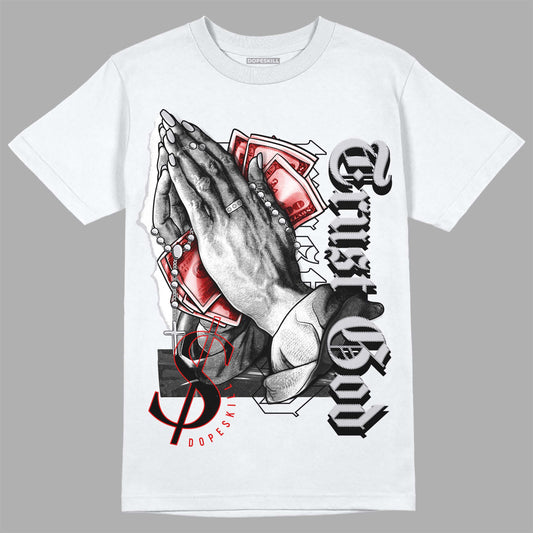 Jordan 2 Retro "Black Cement" DopeSkill T-Shirt Trust God Graphic Streetwear - White