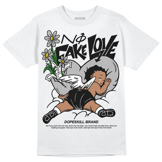 Jordan 1 Low OG “Shadow” DopeSkill T-Shirt No Fake Love Graphic Streetwear - WHite