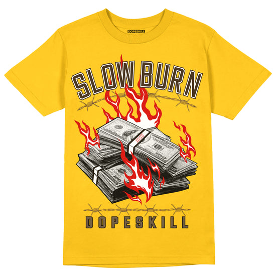 Yellow Sneakers DopeSkill Gold T-shirt Slow Burn Graphic Streetwear