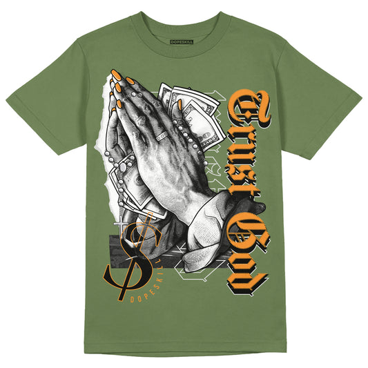 Jordan 5 "Olive" DopeSkill Olive T-shirt Trust God Graphic Streetwear