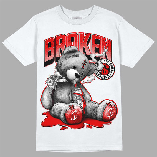 Jordan 4 Retro Red Cement DopeSkill T-Shirt Sick Bear Graphic Streetwear - White