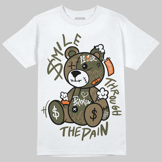 Adidas Samba OG Focus Olive Gum DopeSkill T-Shirt Smile Through The Pain Graphic Streetwear - White