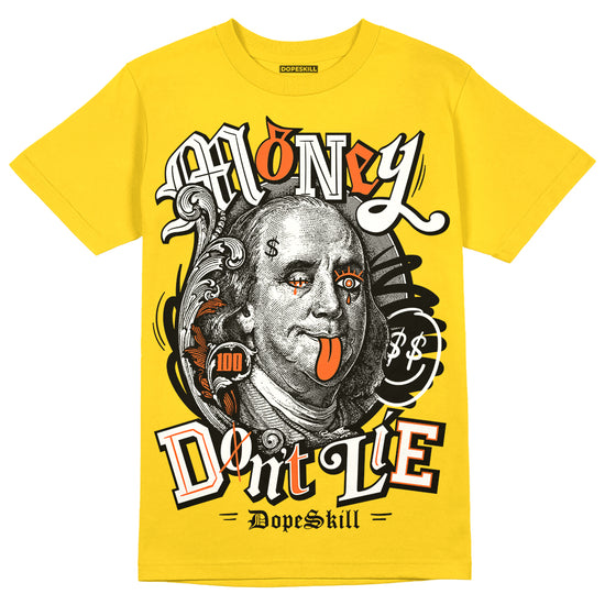 Jordan 4 Retro “Vivid Sulfur” DopeSkill Yellow T-Shirt Money Don't Lie Graphic Streetwear