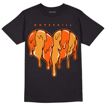 Jordan 12 Retro Brilliant Orange DopeSkill T-Shirt Slime Drip Heart Graphic Streetwear - Black