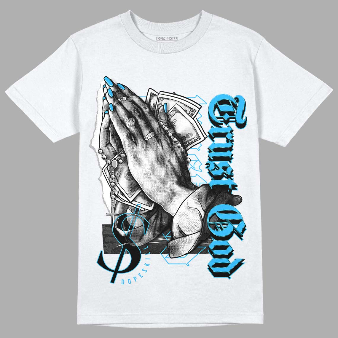 Jordan 2 Low "University Blue" DopeSkill T-Shirt Trust God Graphic Streetwear - White