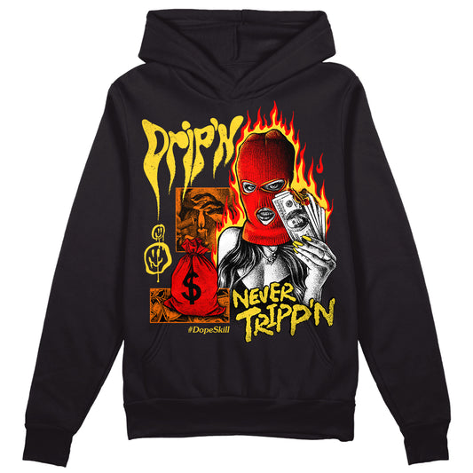 Jordan 4 Thunder DopeSkill Hoodie Sweatshirt Drip'n Never Tripp'n Graphic Streetwear - Black