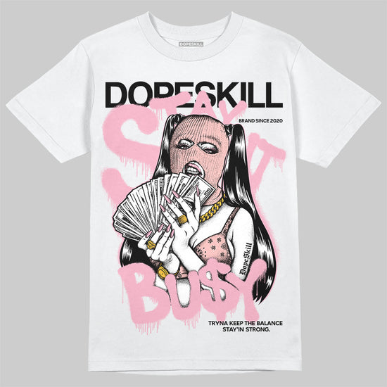 AMIRI White & Pink Stars Court Sneakers DopeSkill T-Shirt Stay It Busy Graphic Streetwear - White