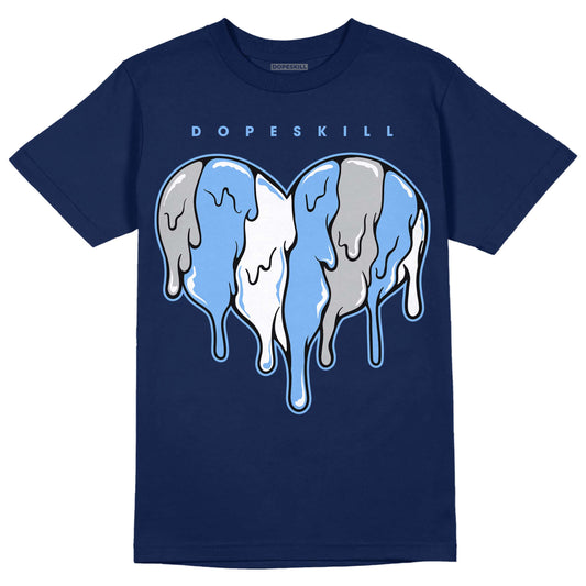 Jordan 5 Midnight Navy DopeSkill Navy T-Shirt Slime Drip Heart Graphic Streetwear