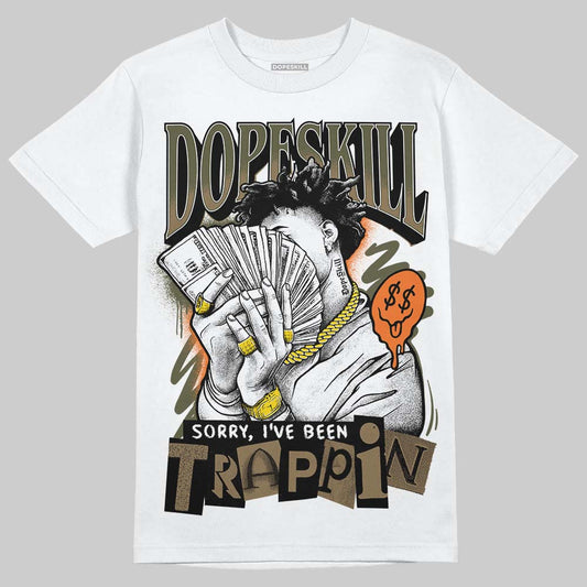 Adidas Samba OG Focus Olive Gum DopeSkill T-Shirt Sorry I've Been Trappin Graphic Streetwear - White