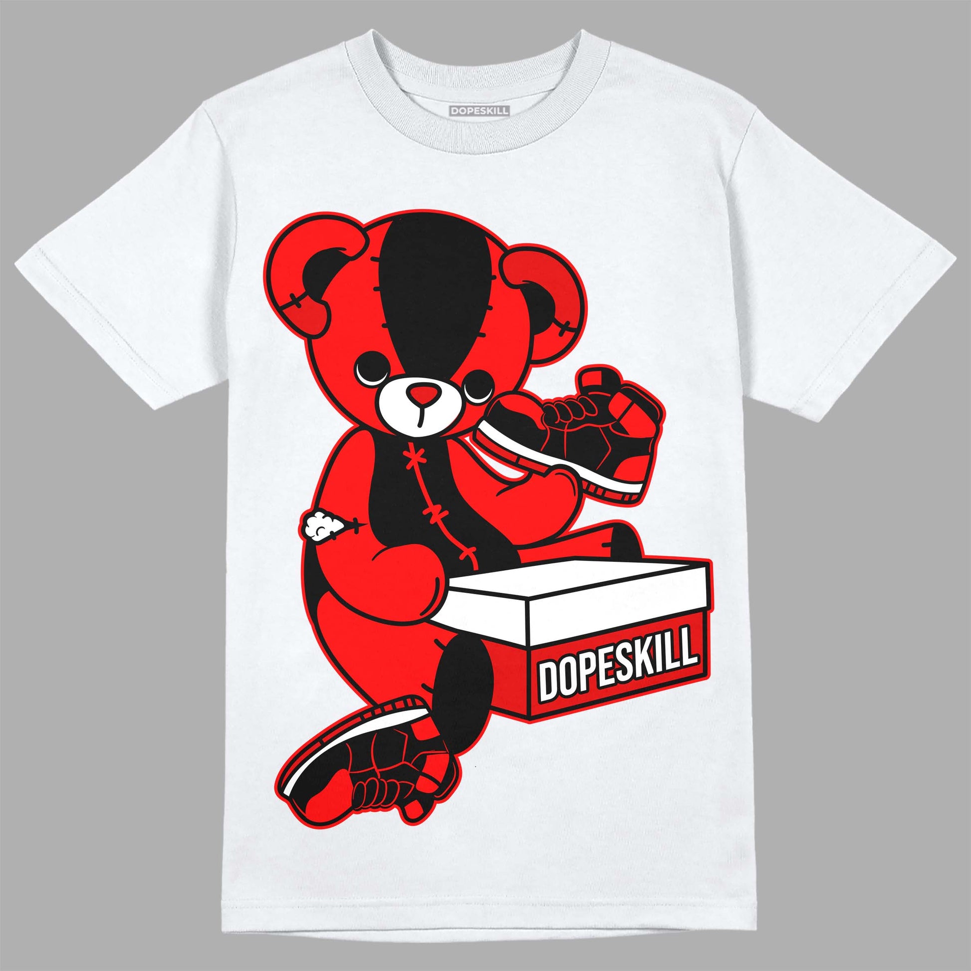 Jordan 1 Retro High OG "Satin Bred" DopeSkill T-Shirt Sneakerhead BEAR Graphic Streetwear - White 