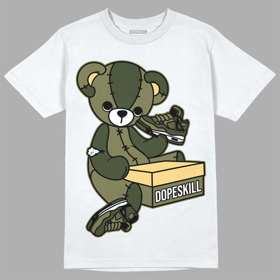 Jordan 4 Retro SE Craft Medium Olive DopeSkill T-Shirt Sneakerhead BEAR Graphic Streetwear - White