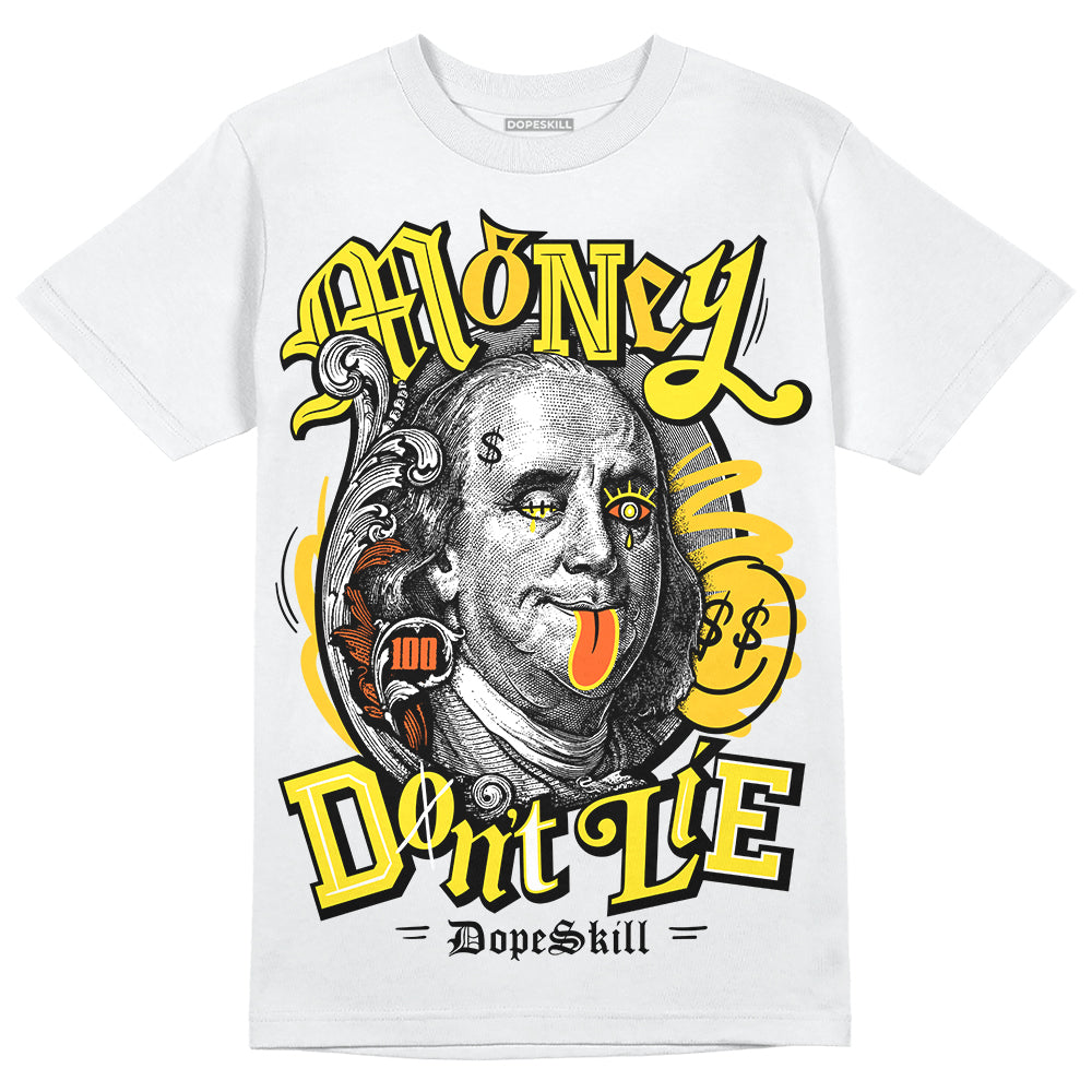 Jordan 4 Retro “Vivid Sulfur” DopeSkill T-Shirt Money Don't Lie Graphic Streetwear - White