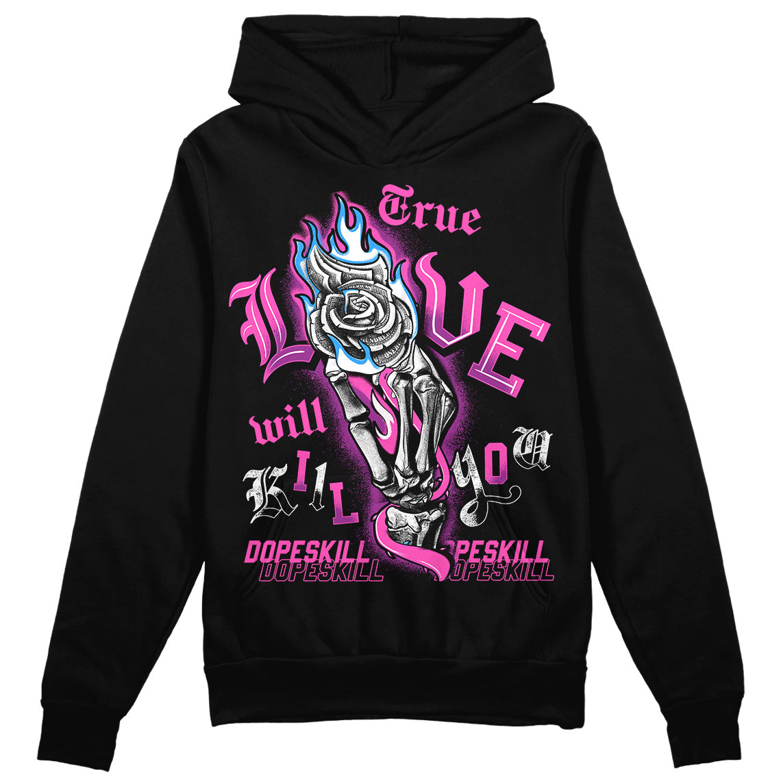 Jordan 4 GS “Hyper Violet” DopeSkill Hoodie Sweatshirt True Love Will Kill You Graphic Streetwear - Black