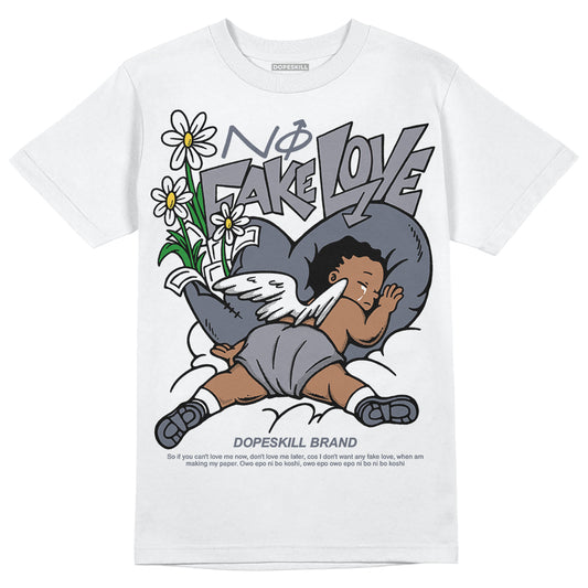 Jordan 14 Retro 'Stealth' DopeSkill T-Shirt No Fake Love Graphic Streetwear - White