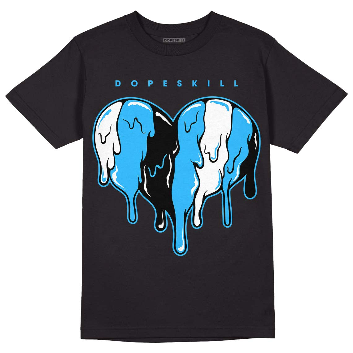 Jordan 1 High Retro OG “University Blue” DopeSkill T-Shirt Slime Drip Heart Graphic Streetwear - Black