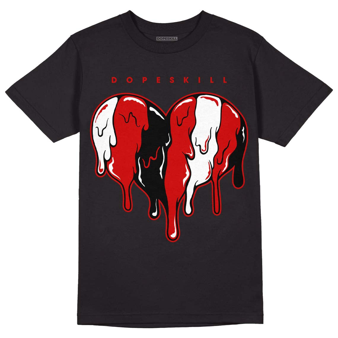 Jordan 1 Retro Low "Black Toe" DopeSkill T-Shirt Slime Drip Heart Graphic Streetwear - Black