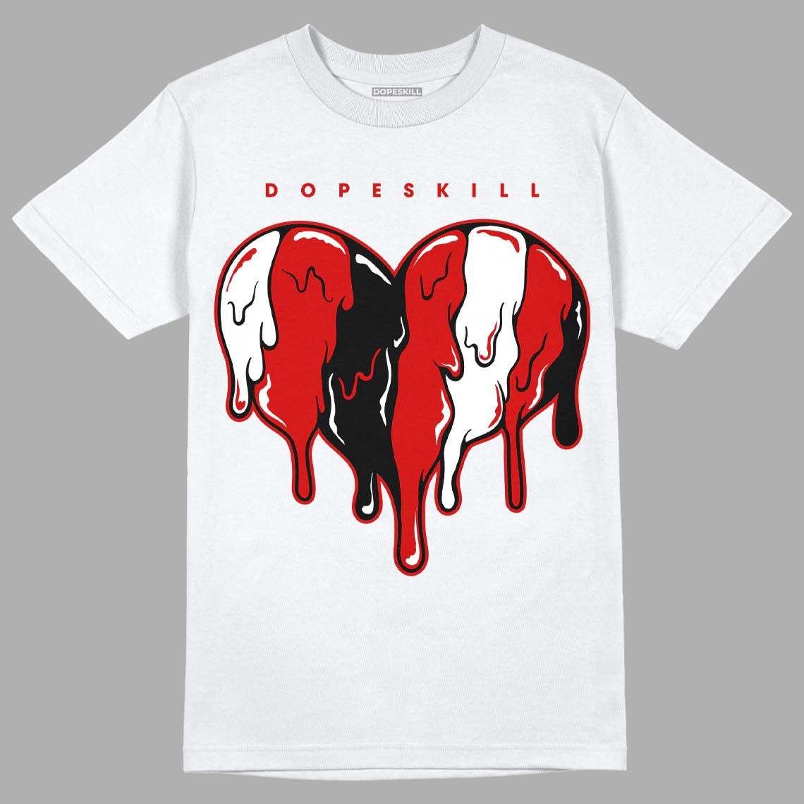 Jordan 1 Retro Low "Black Toe" DopeSkill T-Shirt Slime Drip Heart Graphic Streetwear - White