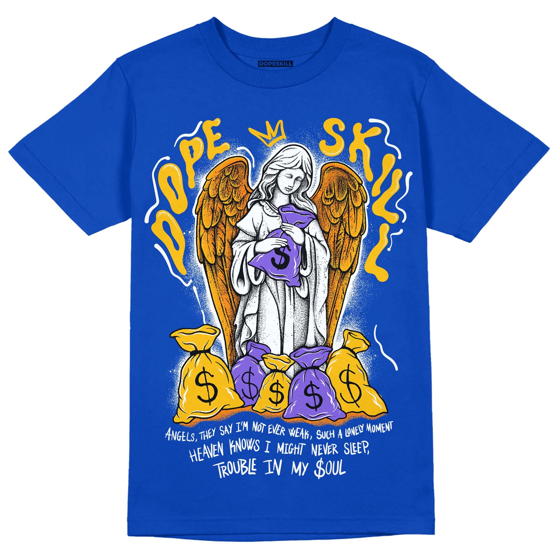 Royal Blue Sneakers DopeSkill Royal Blue T-shirt Angels Graphic Streetwear