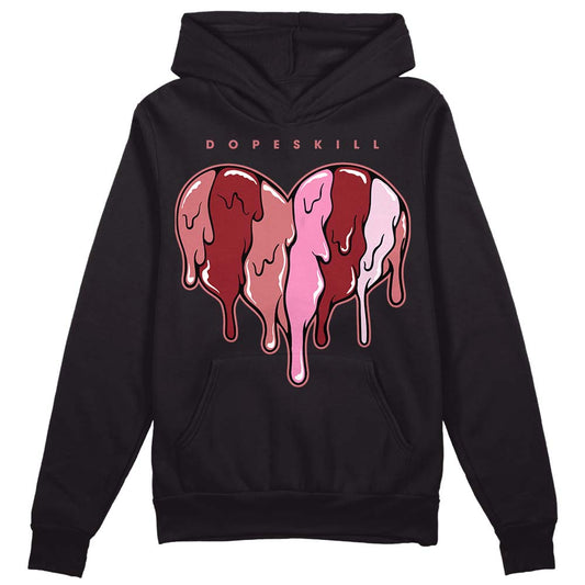 Valentine's Day Collection DopeSkill Hoodie Sweatshirt Slime Drip Heart Graphic Streetwear - Black