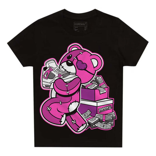 Jordan 4 GS “Hyper Violet” DopeSkill Toddler Kids T-shirt Bear Steals Sneaker Graphic Streetwear - Black