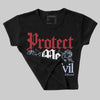 White and Midnight Navy 6s DopeSkill Women's Crop Top Protect Me From Evil Graphic