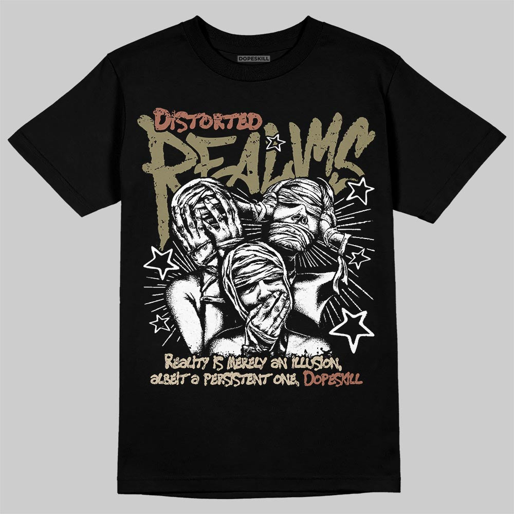 Jordan 6 Retro Neutral Olive DopeSkill T-Shirt Distorted Realms Graphic Streetwear - Black