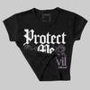 Burgundy Crush 3s DopeSkill Women's Crop Top Protect Me From Evil Graphic