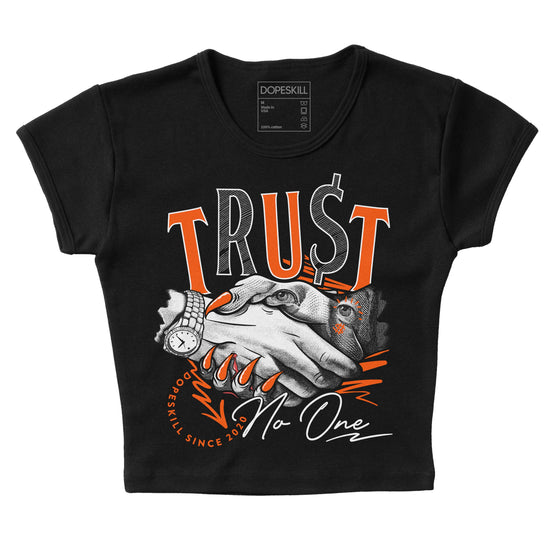 MSCHF Super Normal 2 Orange Milk DopeSkill Women's Crop Top Trust No One Graphic Streetwear - Black