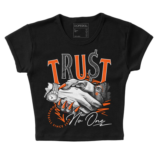 MSCHF Super Normal 2 Orange Milk DopeSkill Women's Crop Top Trust No One Graphic Streetwear - Black