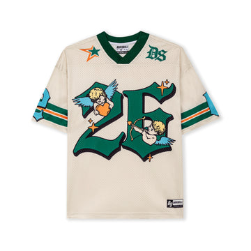 DopeSkill Angel 26 Graphic Jersey Shirt Y2K Streetwear Model View - Beige