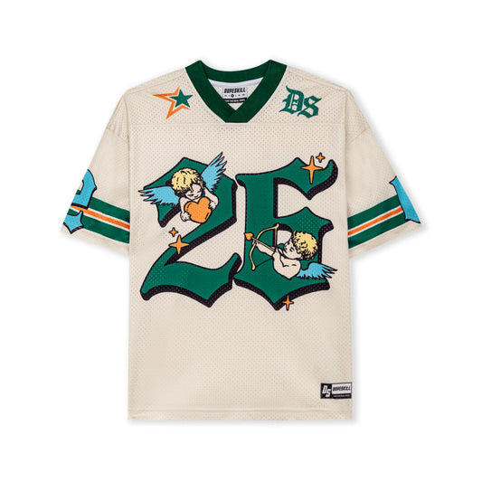 DopeSkill Angel 26 Graphic Jersey Shirt Y2K Streetwear Model View - Beige