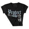 Blue Grey 13s DopeSkill Women's Crop Top Protect Me From Evil Graphic