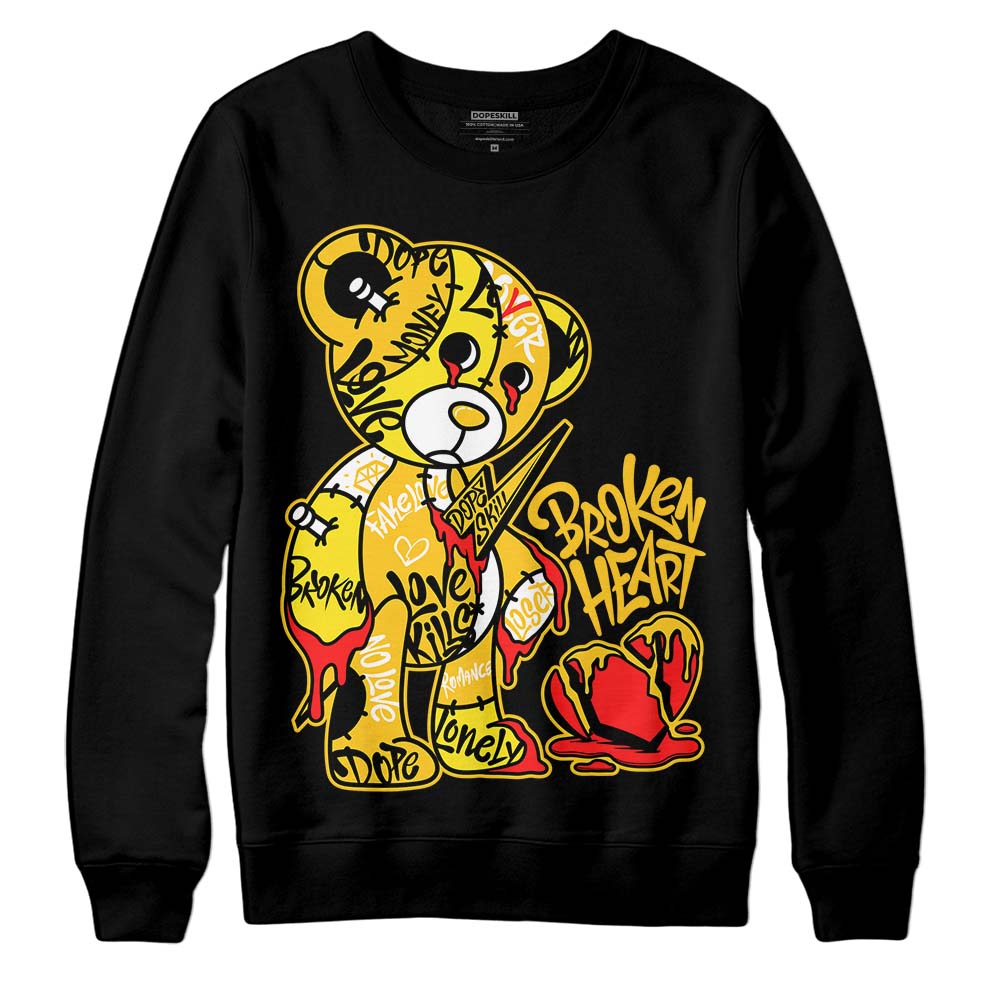 Jordan 4 Retro “Vivid Sulfur” DopeSkill Sweatshirt Broken Heart Graphic Streetwear - Black