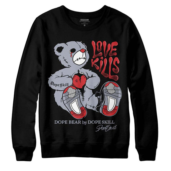 Jordan 4 “Bred Reimagined” DopeSkill Sweatshirt Love Kills Graphic Streetwear - Black