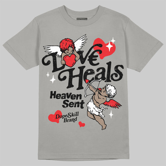 Grey Sneakers DopeSkill T-Shirt New Love Heals Graphic Streetwear - Gravel