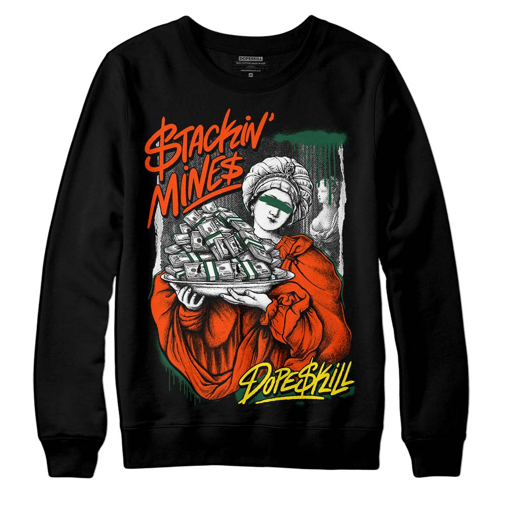 Dunk Low Team Dark Green Orange DopeSkill Sweatshirt Stackin Mines Graphic Streetwear - Black