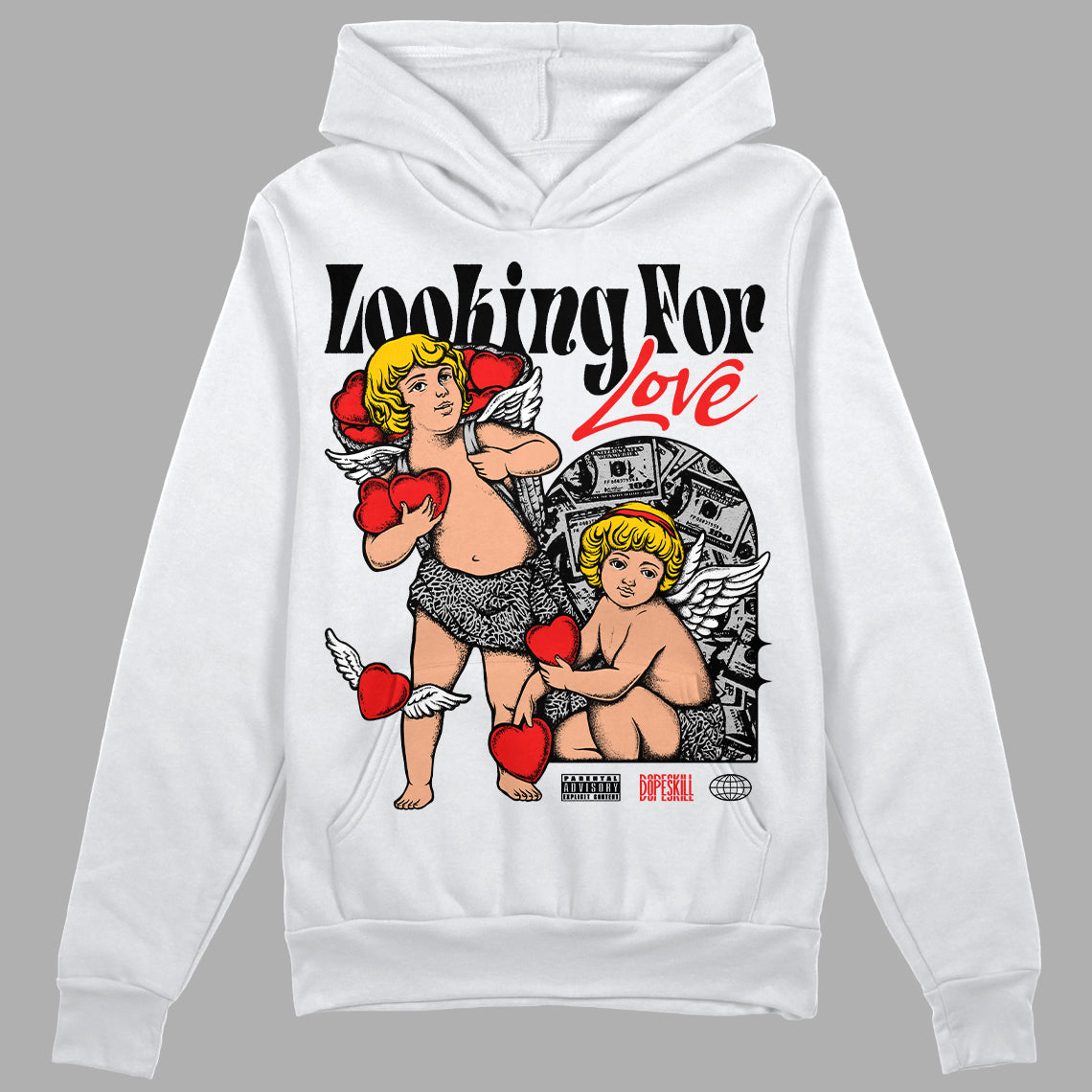 Jordan Spizike Low Bred DopeSkill Hoodie Sweatshirt Looking For Love Graphic Streetwear - White 