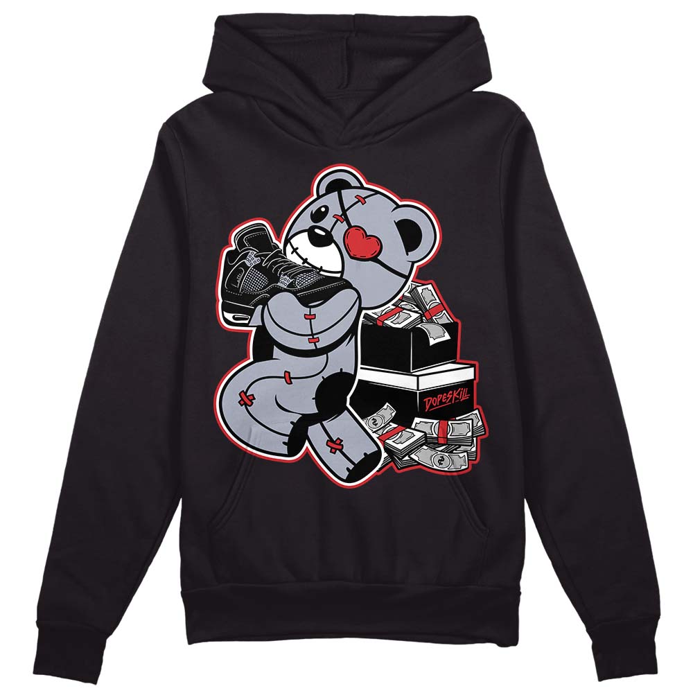 Jordan 4 “Bred Reimagined” DopeSkill Hoodie Sweatshirt Bear Steals Sneaker Graphic Streetwear - Black