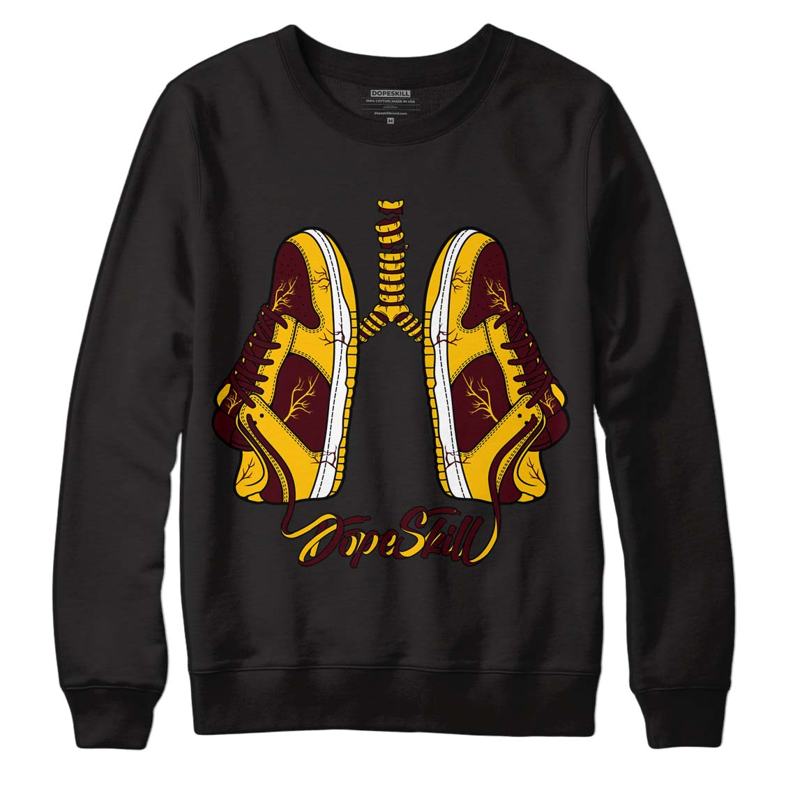 Dunk Yellow Bordeaux DopeSkill Sweatshirt Breathe Graphic Streetwear - Black