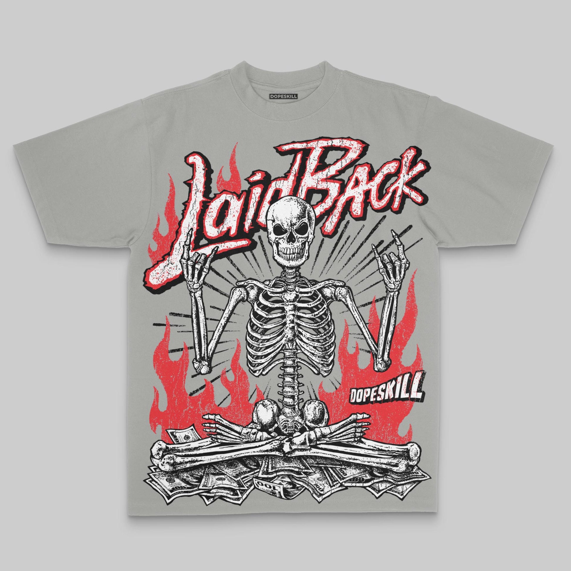 Laid Back Oversize Print DopeSkill T-shirt Streetwear - Grey