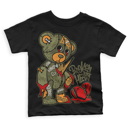 Jordan 5 "Olive" DopeSkill Toddler Kids T-shirt Broken Heart Graphic Streetwear - Black