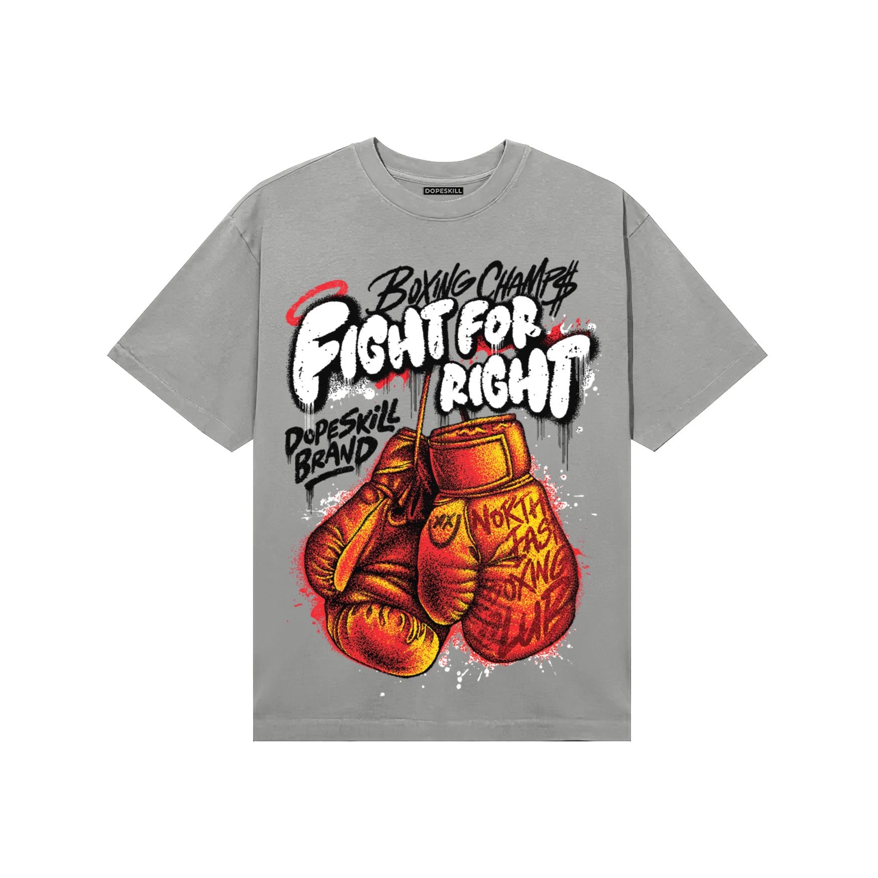 Grey Sneakers DopeSkill T-Shirt Fight For Right Graphic Streetwear - gravel
