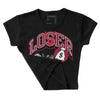 85 Metallic Burgundy 1s DopeSkill Women's Crop Top Loser Lover Graphic