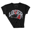 Bred Reimagined 4s DopeSkill Women's Crop Top Loser Lover Graphic