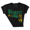 Green Collection DopeSkill Women's Crop Top Protect Me From Evil Graphic