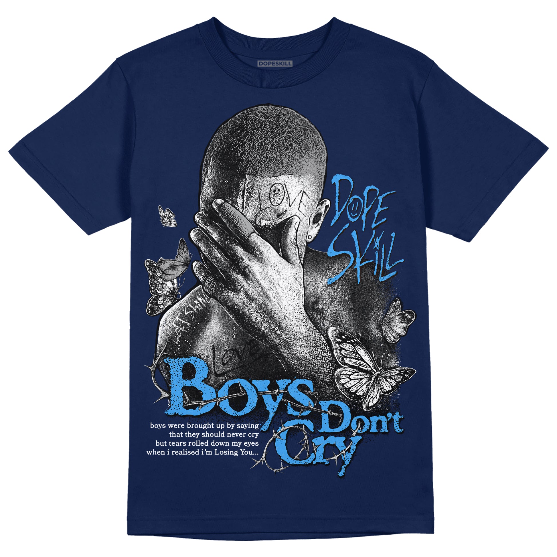 Jordan 3 "Midnight Navy" DopeSkill Navy T-shirt Boys Don't Cry Graphic Streetwear